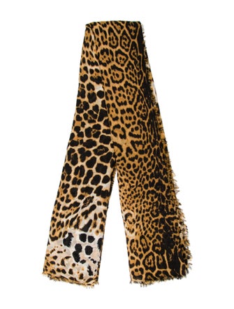 Yves Saint Laurent Virgin Wool Animal Print Scarf