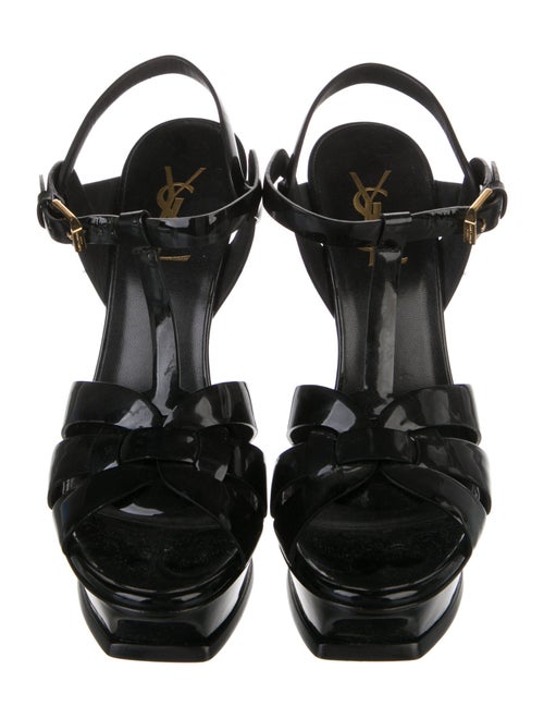 Yves Saint Laurent Patent Leather T-Strap Sandals