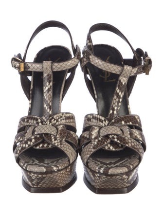 Yves Saint Laurent Python Animal Print T-Strap Pumps