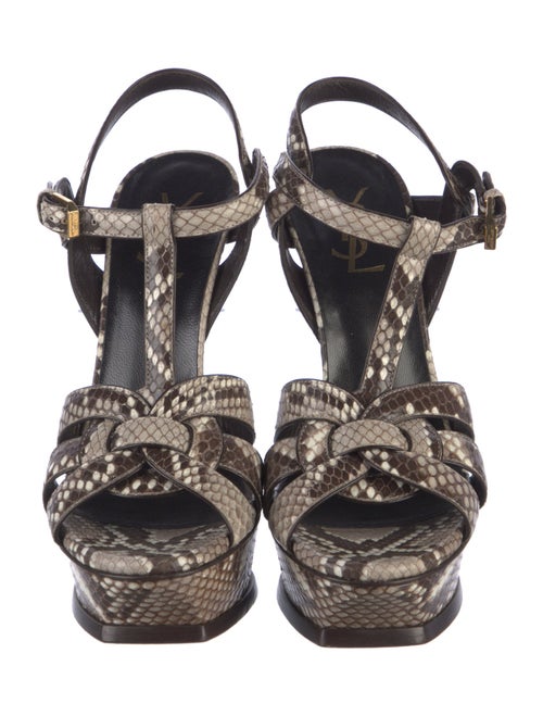 Yves Saint Laurent Python Animal Print T-Strap Pumps