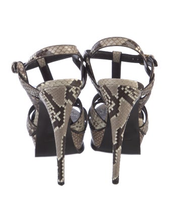 Yves Saint Laurent Python Animal Print T-Strap Pumps