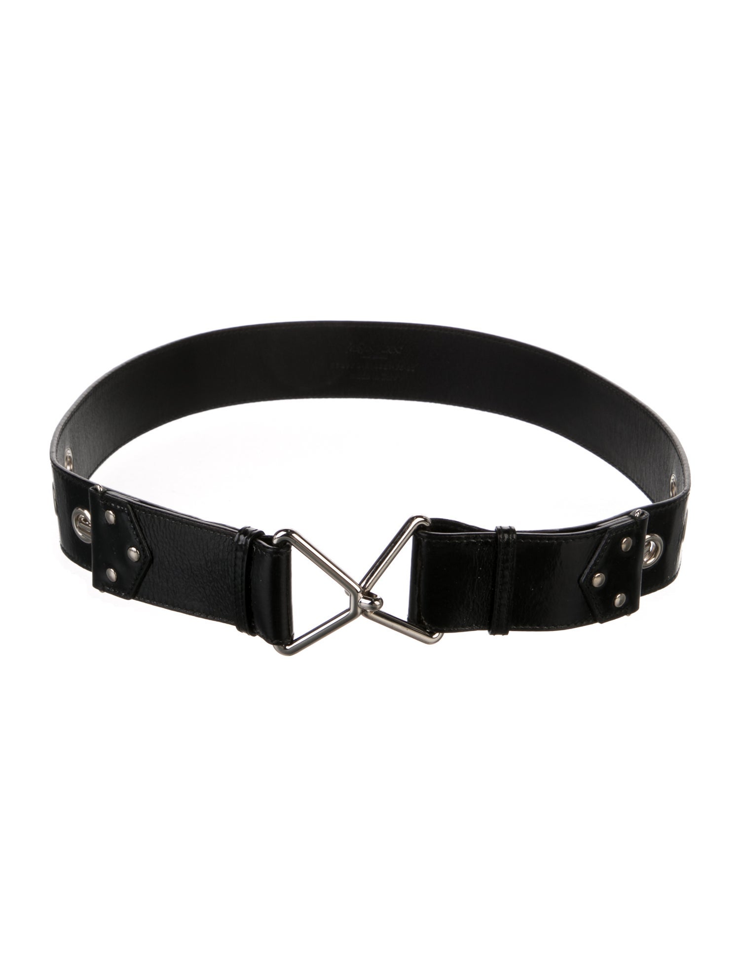 Yves Saint Laurent Patent Leather Studded Accents Waist Belt
