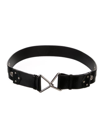 Yves Saint Laurent Patent Leather Studded Accents Waist Belt