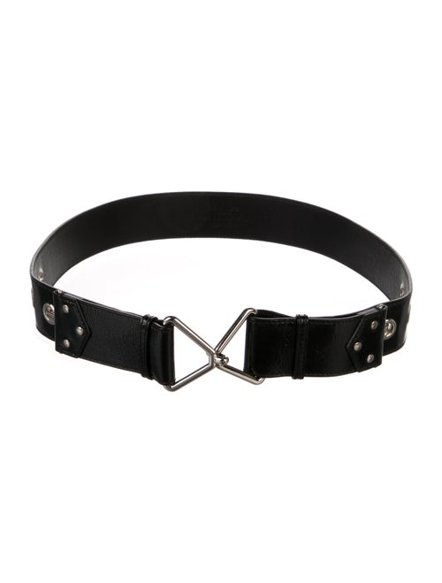 Yves Saint Laurent Patent Leather Studded Accents Waist Belt