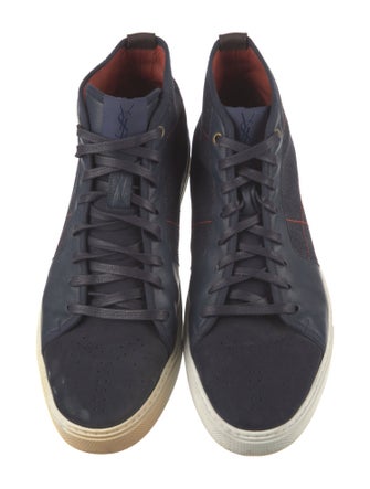 Yves Saint Laurent Denim Leather Trim Embellishment Sneakers