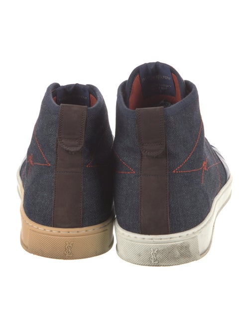 Yves Saint Laurent Denim Leather Trim Embellishment Sneakers