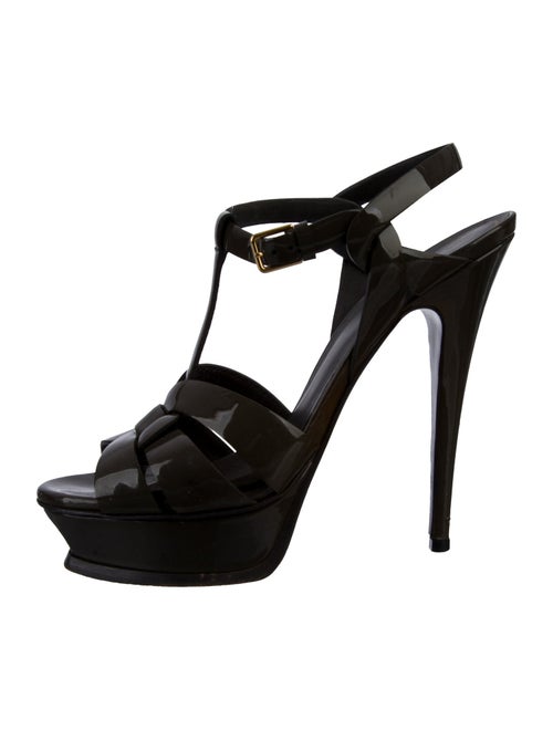 Yves Saint Laurent Rive Gauche Tribute Patent Leather T-Strap Sandals