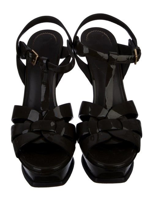 Yves Saint Laurent Rive Gauche Tribute Patent Leather T-Strap Sandals