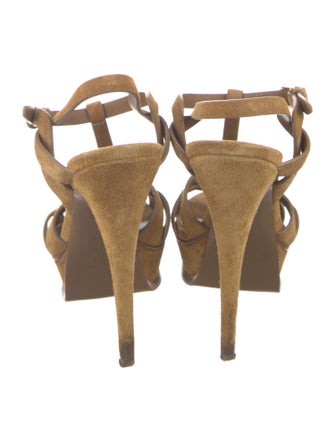Yves Saint Laurent Suede T-Strap Sandals