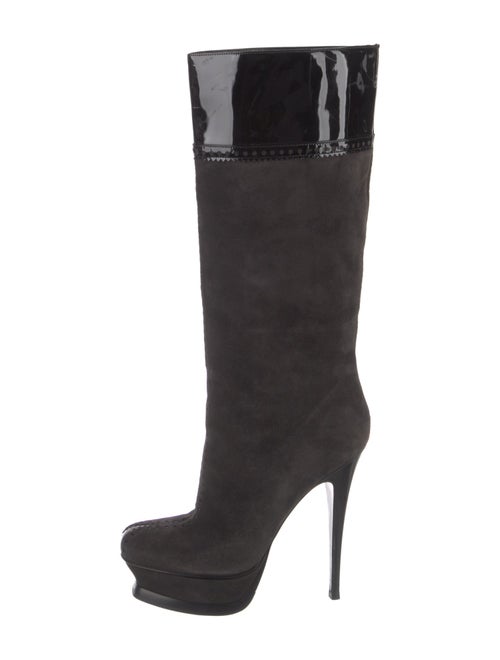 Yves Saint Laurent Suede Colorblock Pattern Boots
