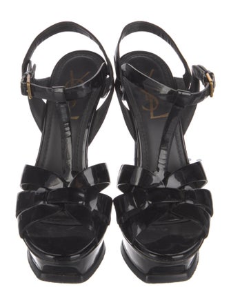 Yves Saint Laurent Patent Leather T-Strap Sandals