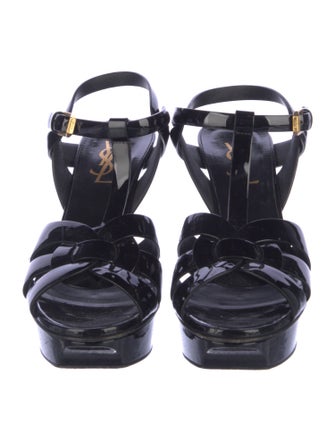 Yves Saint Laurent Patent Leather T-Strap Sandals