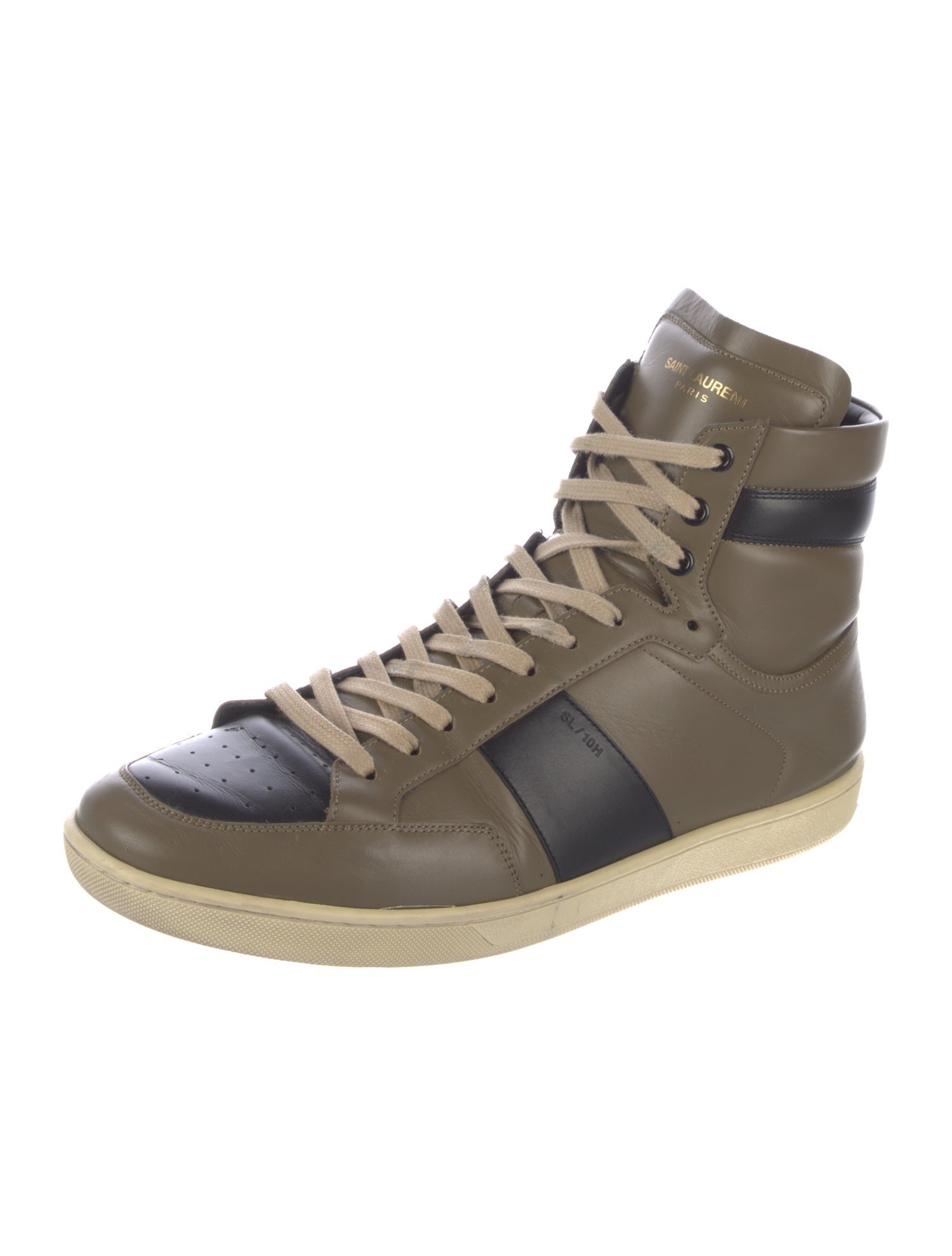Yves Saint Laurent Leather Colorblock Pattern Sneakers