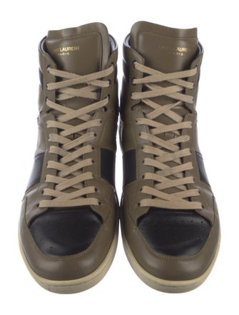 Yves Saint Laurent Leather Colorblock Pattern Sneakers