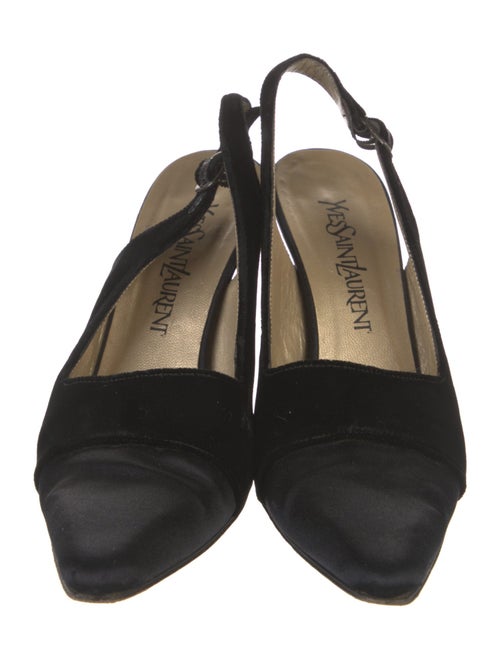 Yves Saint Laurent Satin Crystal Embellishments Slingback Pumps