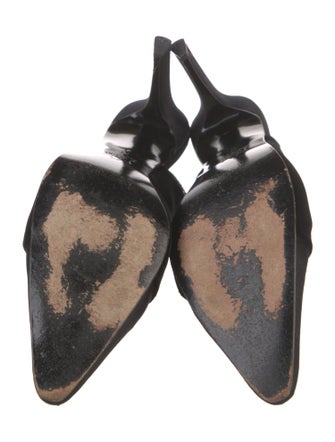 Yves Saint Laurent Satin Crystal Embellishments Slingback Pumps