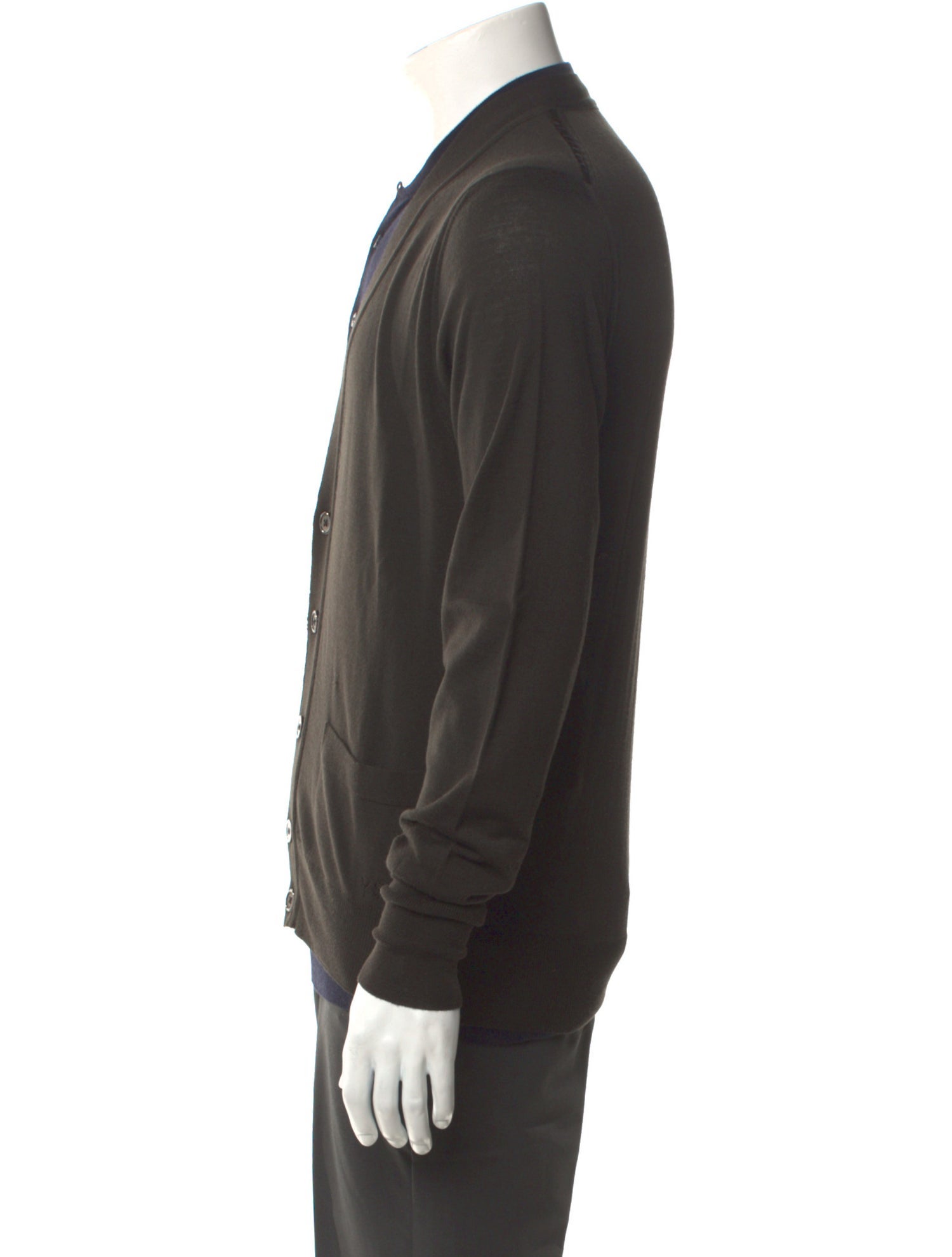 Yves Saint Laurent Virgin Wool Mock Neck Cardigan