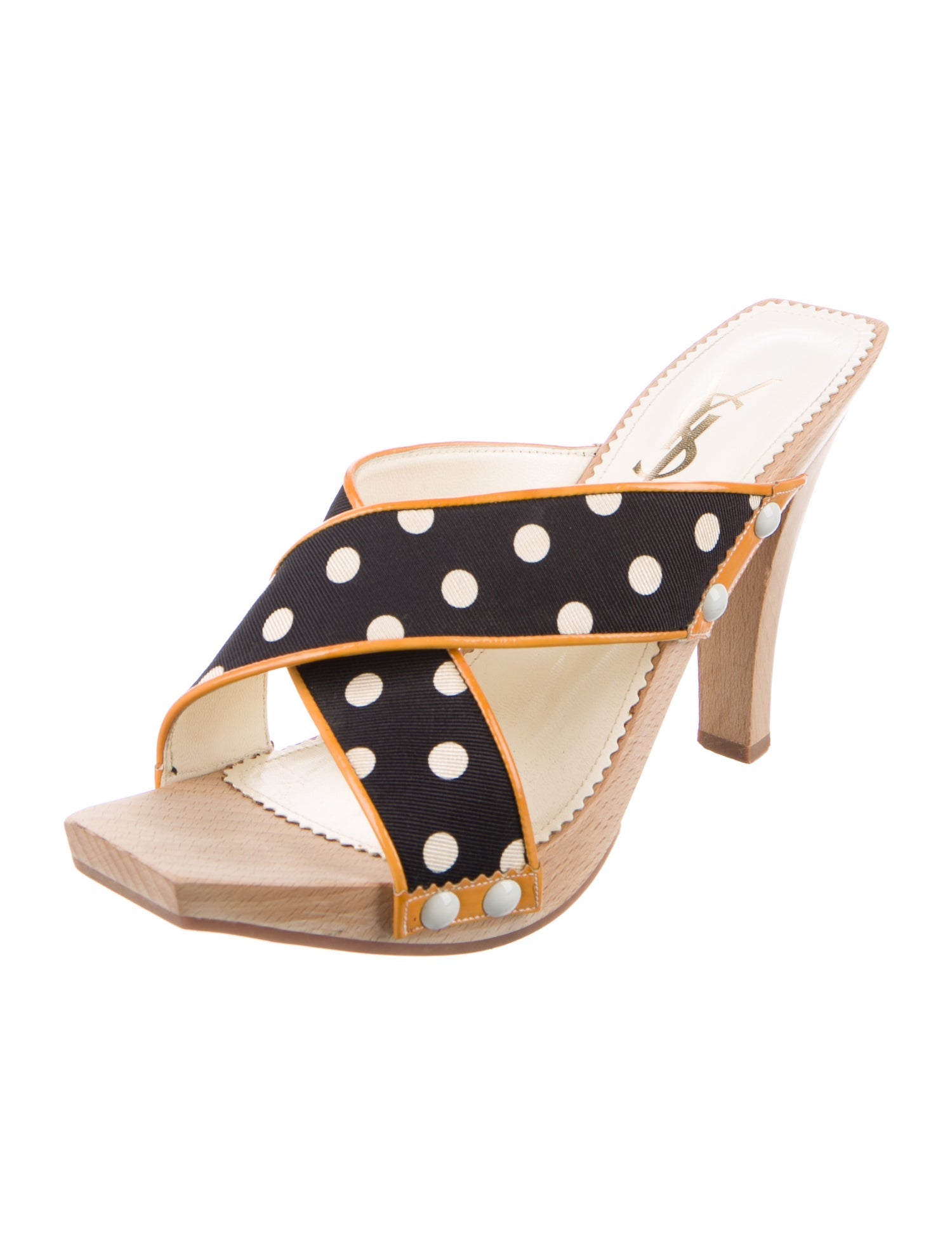 Yves Saint Laurent Animal Print Studded Accents Slides