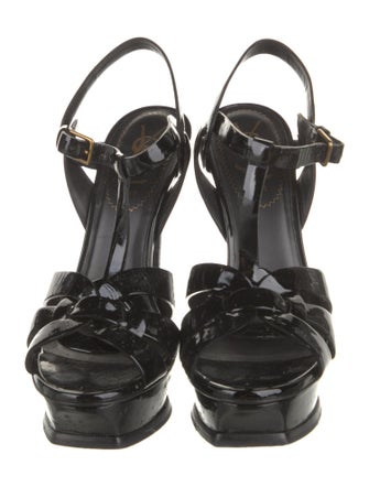 Yves Saint Laurent Patent Leather T-Strap Sandals
