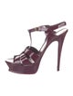 Yves Saint Laurent Patent Leather Cutout Accent T-Strap Sandals