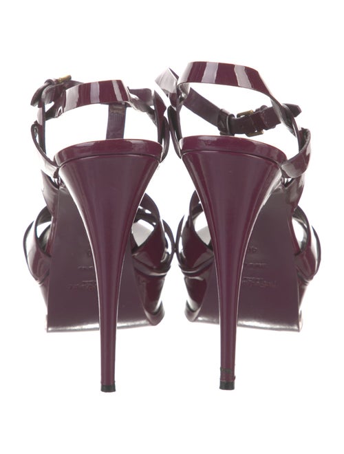 Yves Saint Laurent Patent Leather Cutout Accent T-Strap Sandals
