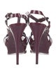 Yves Saint Laurent Patent Leather Cutout Accent T-Strap Sandals