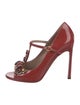 Yves Saint Laurent Patent Leather Crystal Embellishments T-Strap Pumps