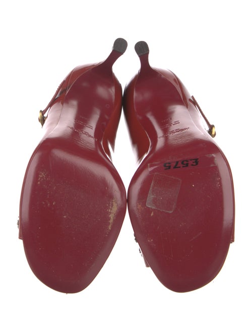 Yves Saint Laurent Patent Leather Crystal Embellishments T-Strap Pumps