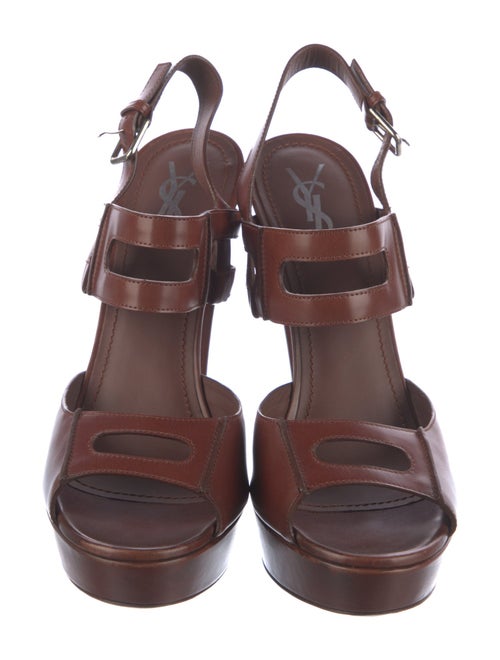 Yves Saint Laurent Leather Cutout Accent Slingback Sandals