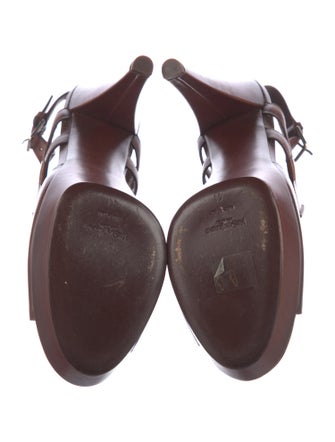 Yves Saint Laurent Leather Cutout Accent Slingback Sandals