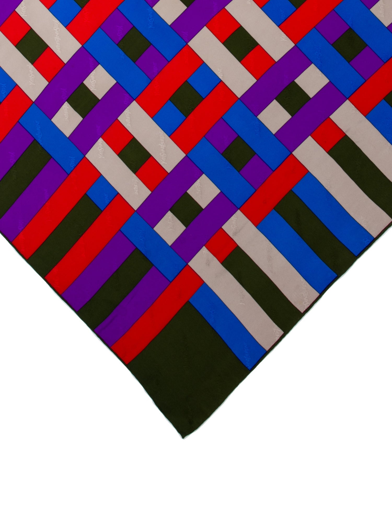 Yves Saint Laurent Silk Plaid Print Scarf