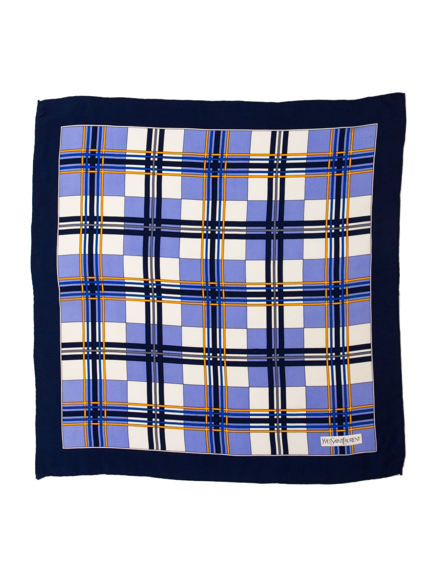 Yves Saint Laurent Suede Plaid Print Scarf