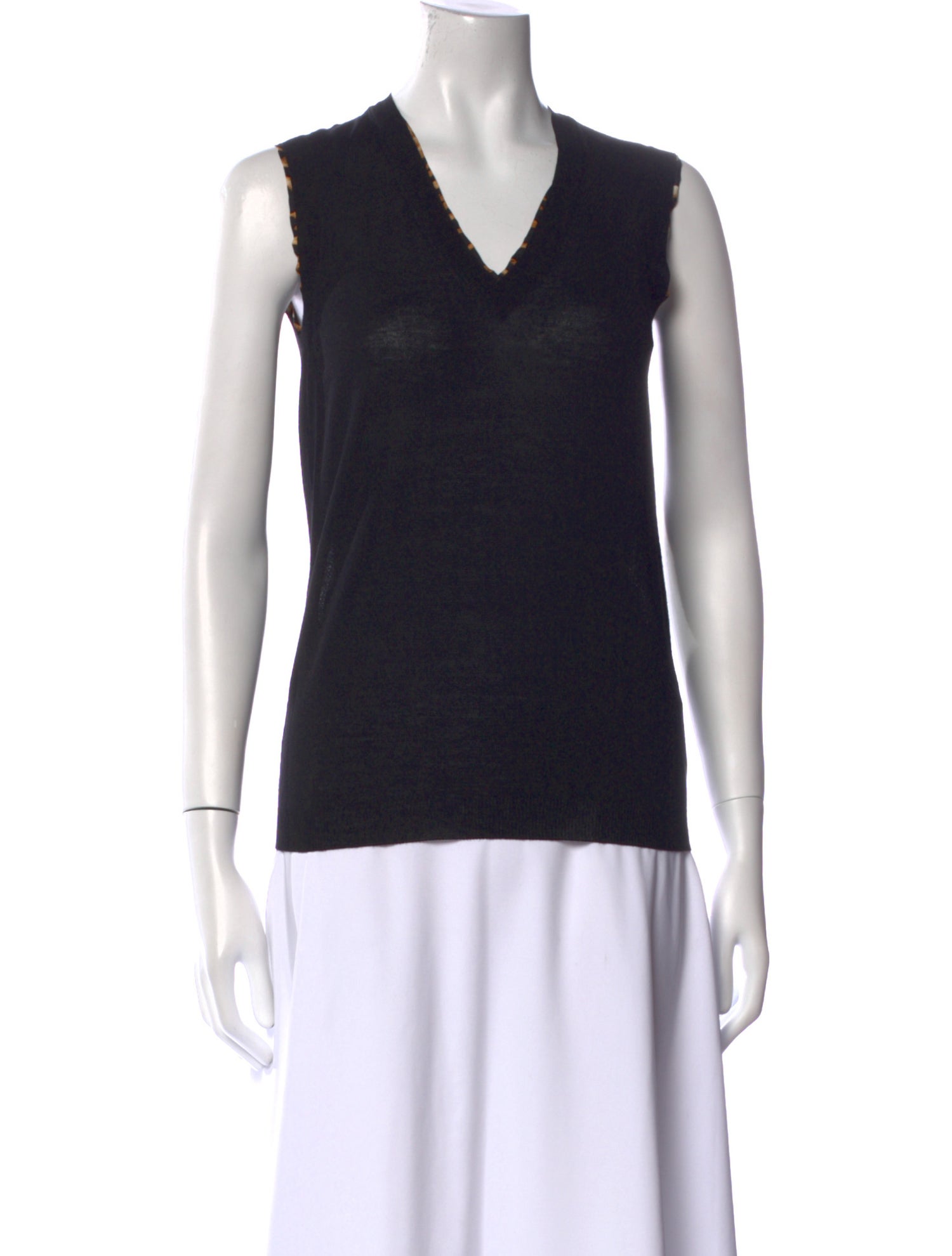 Yves Saint Laurent Virgin Wool V-Neck Top w/ Tags