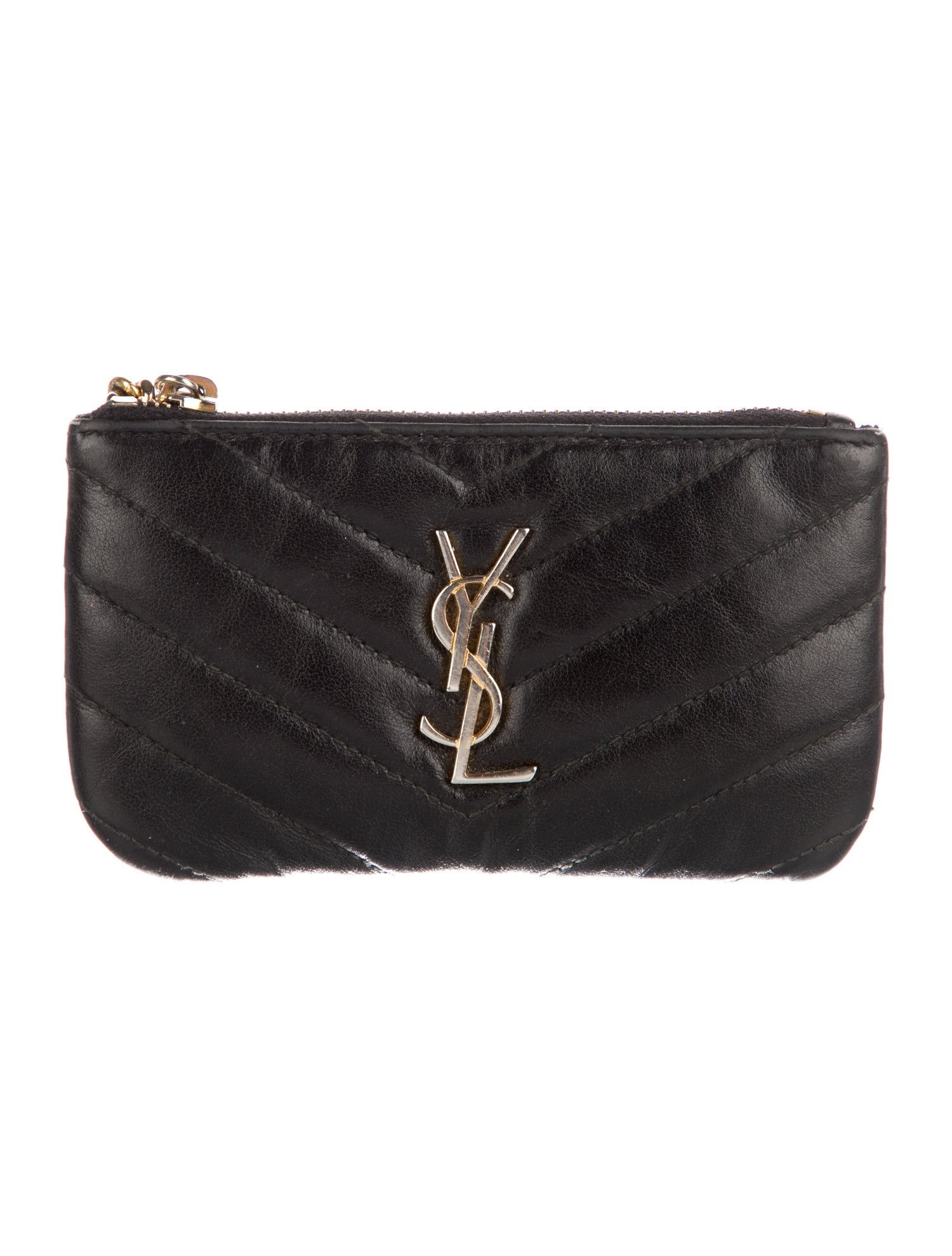 Yves Saint Laurent Matelasse Monogram Key Pouch Leather Wallet