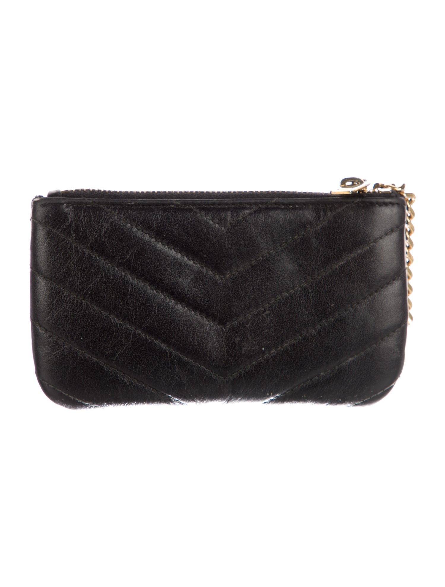 Yves Saint Laurent Matelasse Monogram Key Pouch Leather Wallet