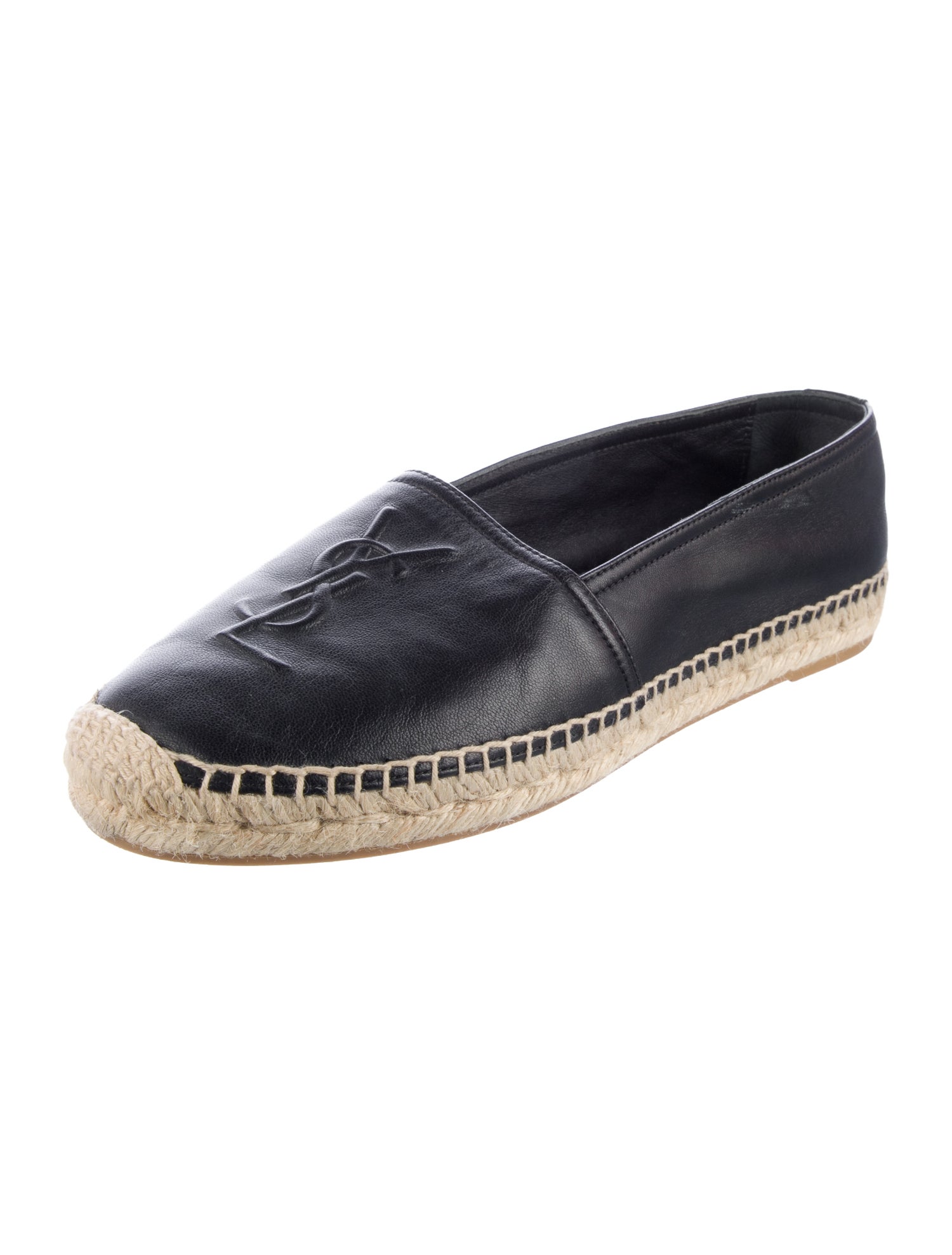 Saint Laurent Signature Logo Leather Espadrilles