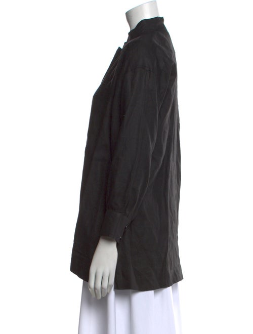 Yves Saint Laurent Silk Mock Neck Button-Up Top