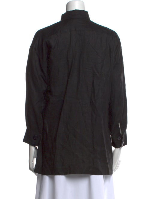 Yves Saint Laurent Silk Mock Neck Button-Up Top