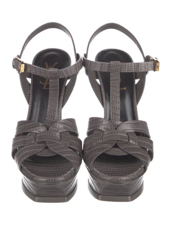 Yves Saint Laurent Lizard T-Strap Sandals