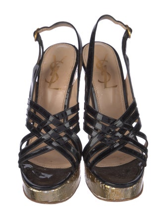 Yves Saint Laurent Patent Leather Slingback Sandals