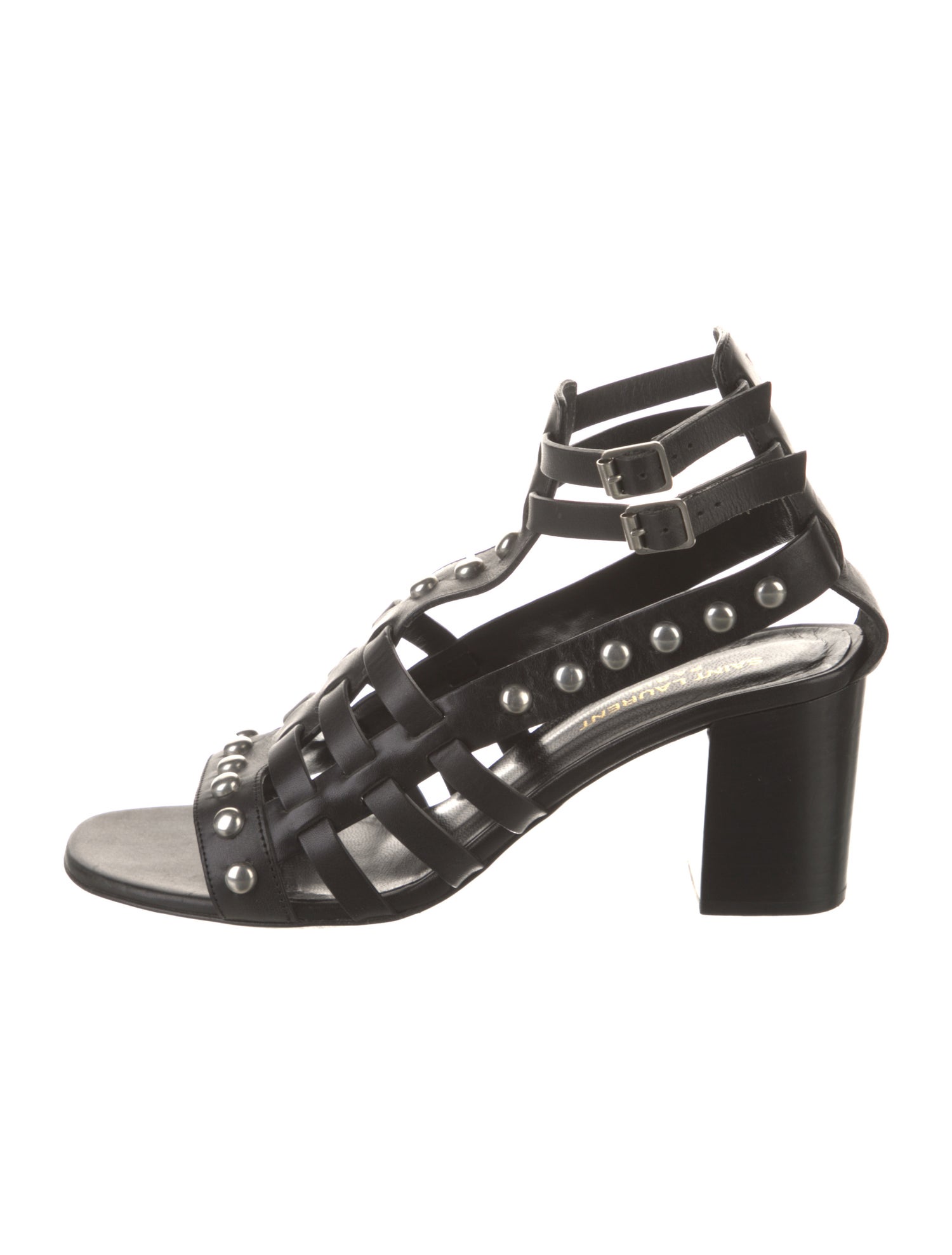 Yves Saint Laurent Leather Studded Accents Gladiator Sandals