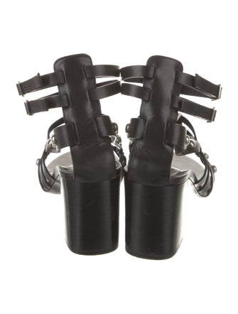 Yves Saint Laurent Leather Studded Accents Gladiator Sandals