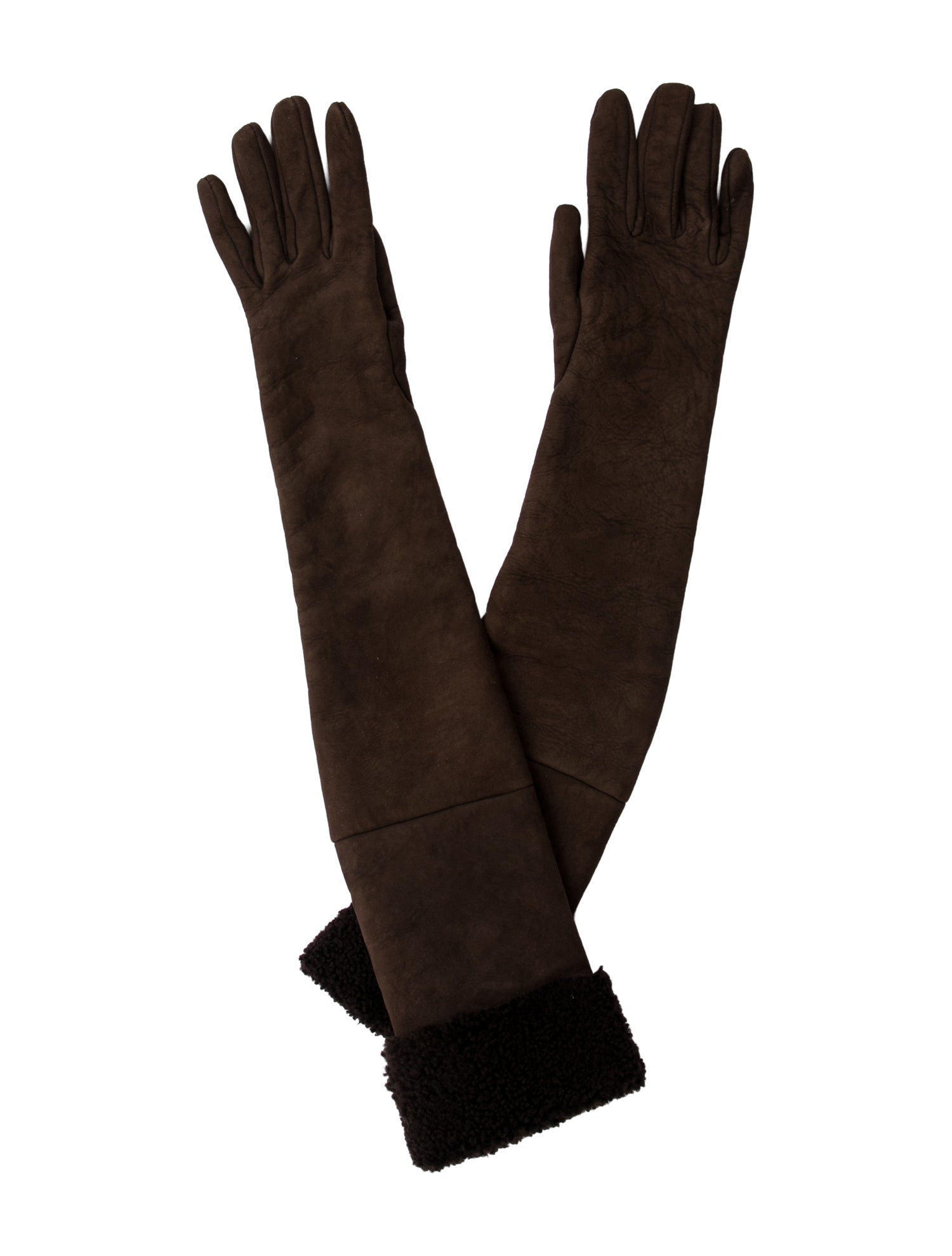 Yves Saint Laurent women's brown long gloves