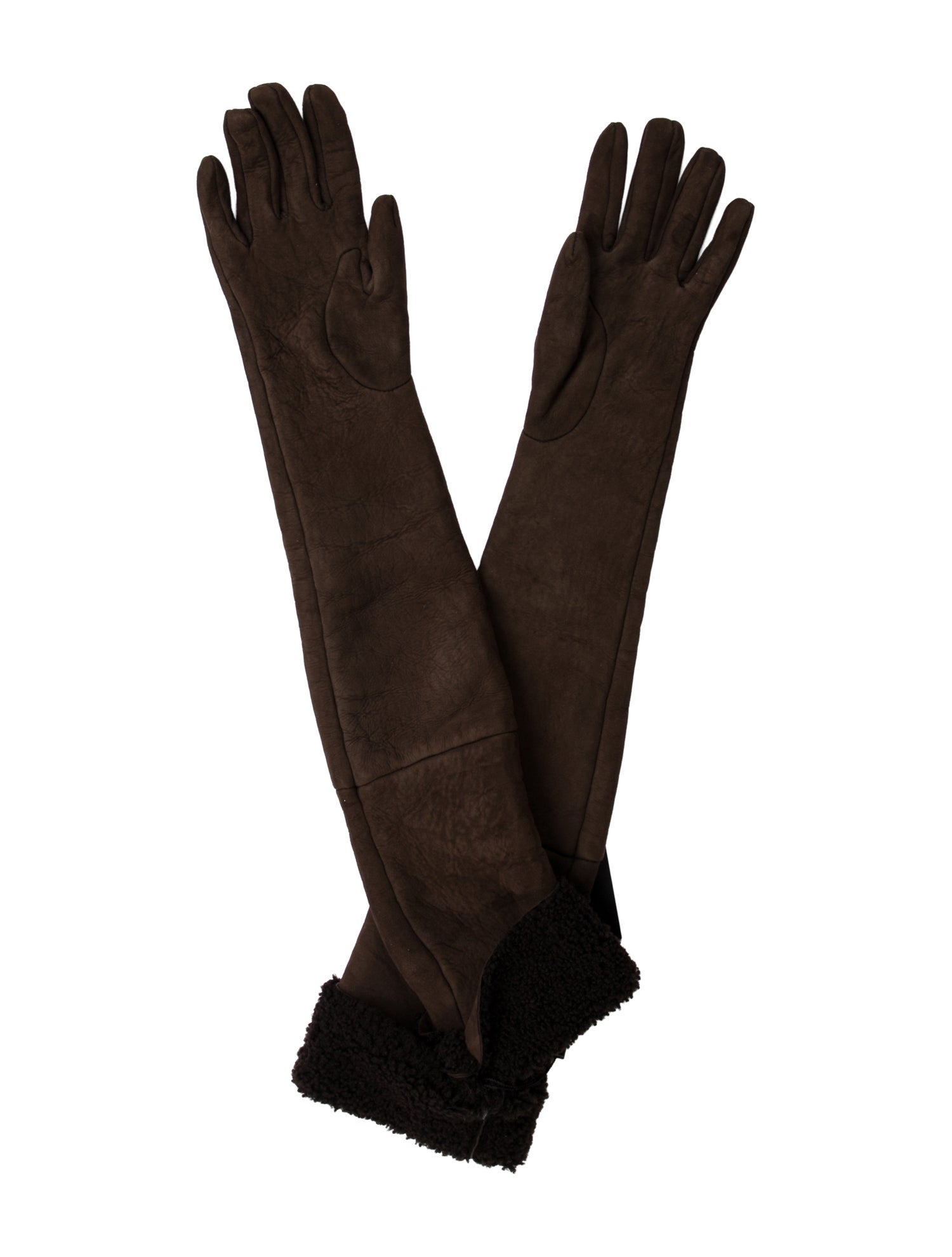 Yves Saint Laurent women's brown long gloves