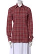 Yves Saint Laurent Plaid Print Long Sleeve Button-Up Top