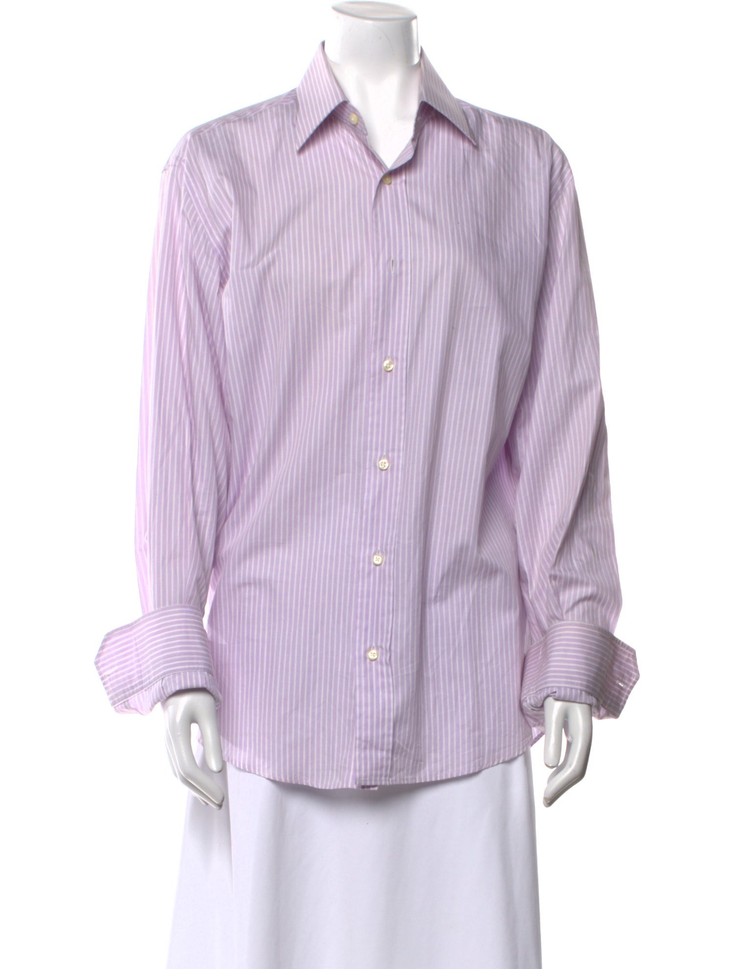 Yves Saint Laurent Striped Long Sleeve Dress Shirt