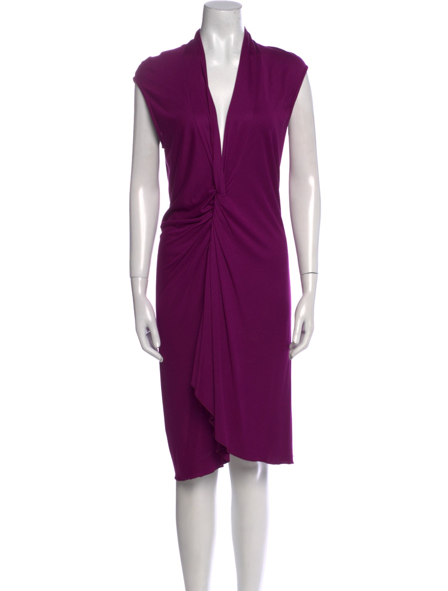 Yves Saint Laurent V-Neck Knee-Length Dress