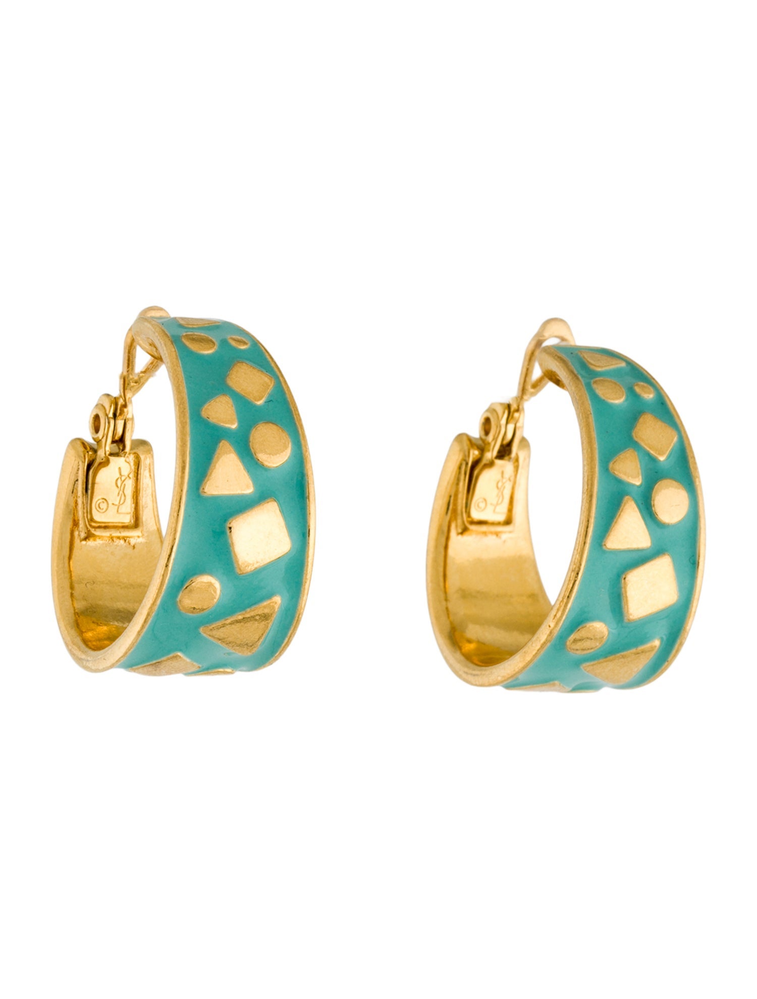 Yves Saint Laurent Enamel Hoop Earrings