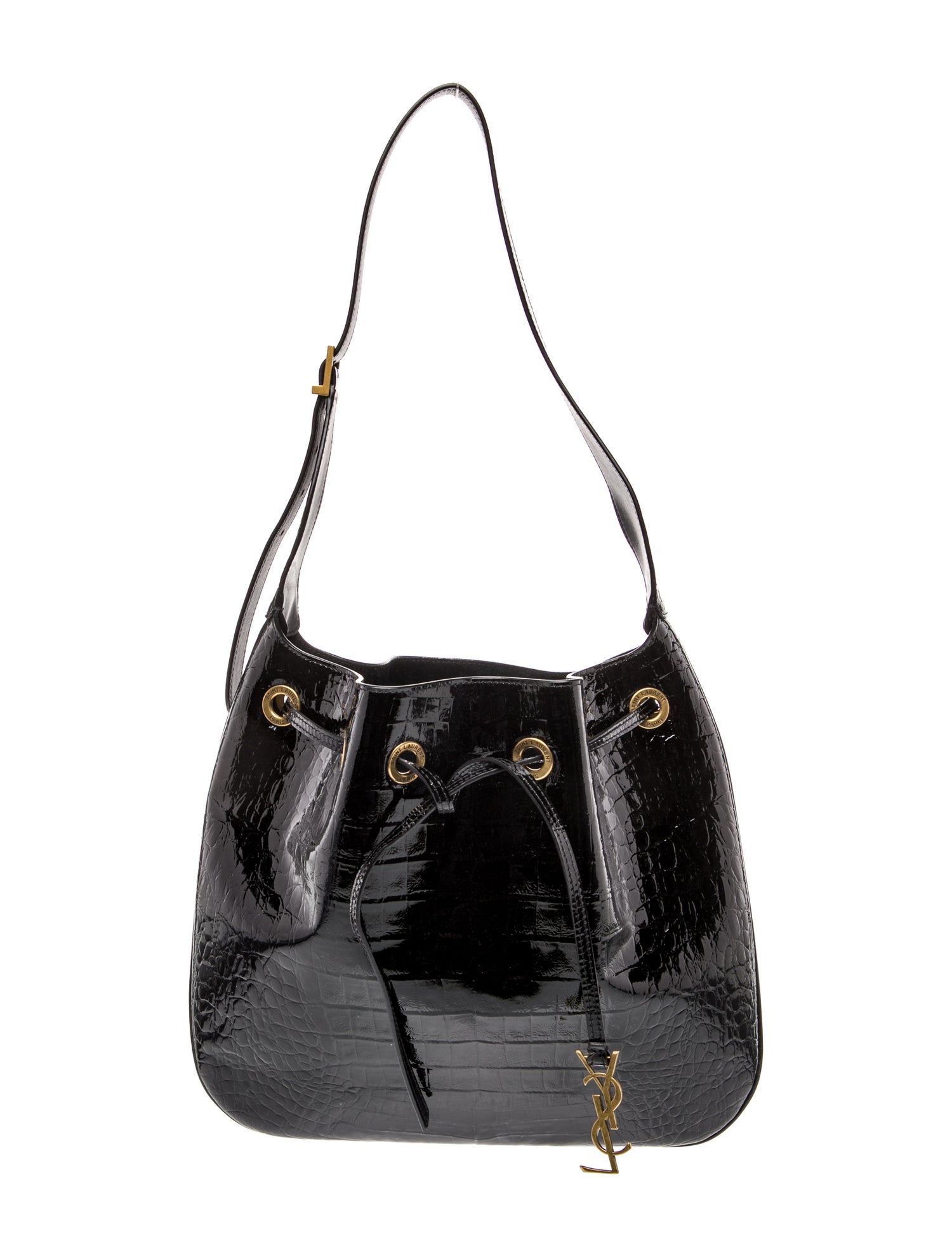 Saint Laurent Patent Leather Paris VII Hobo Bag Medium 2022