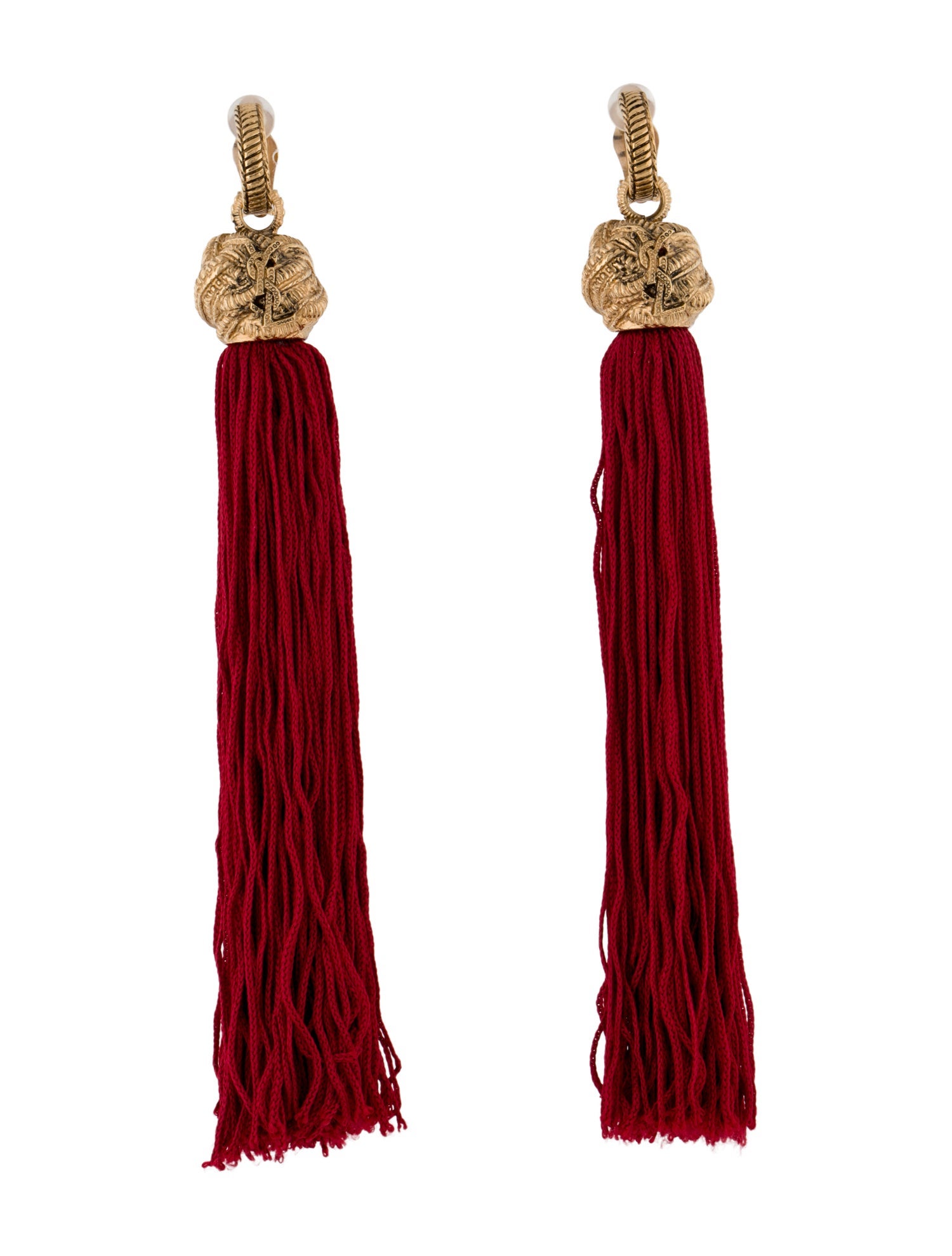 Yves Saint Laurent 'Logo' Tassel Clip-On Drop Earrings
